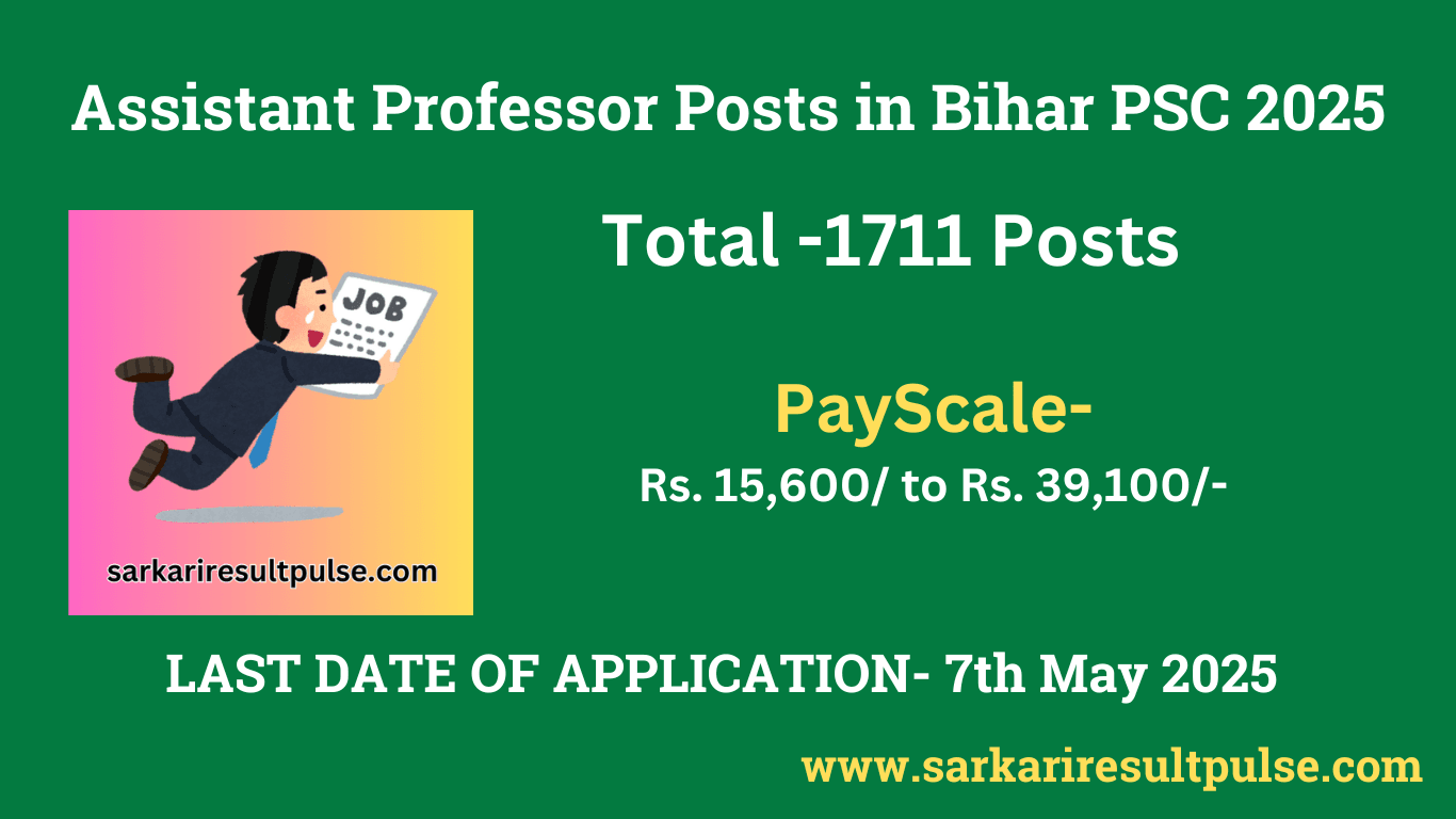 Assistant Professor Posts in Bihar PSC 2025
