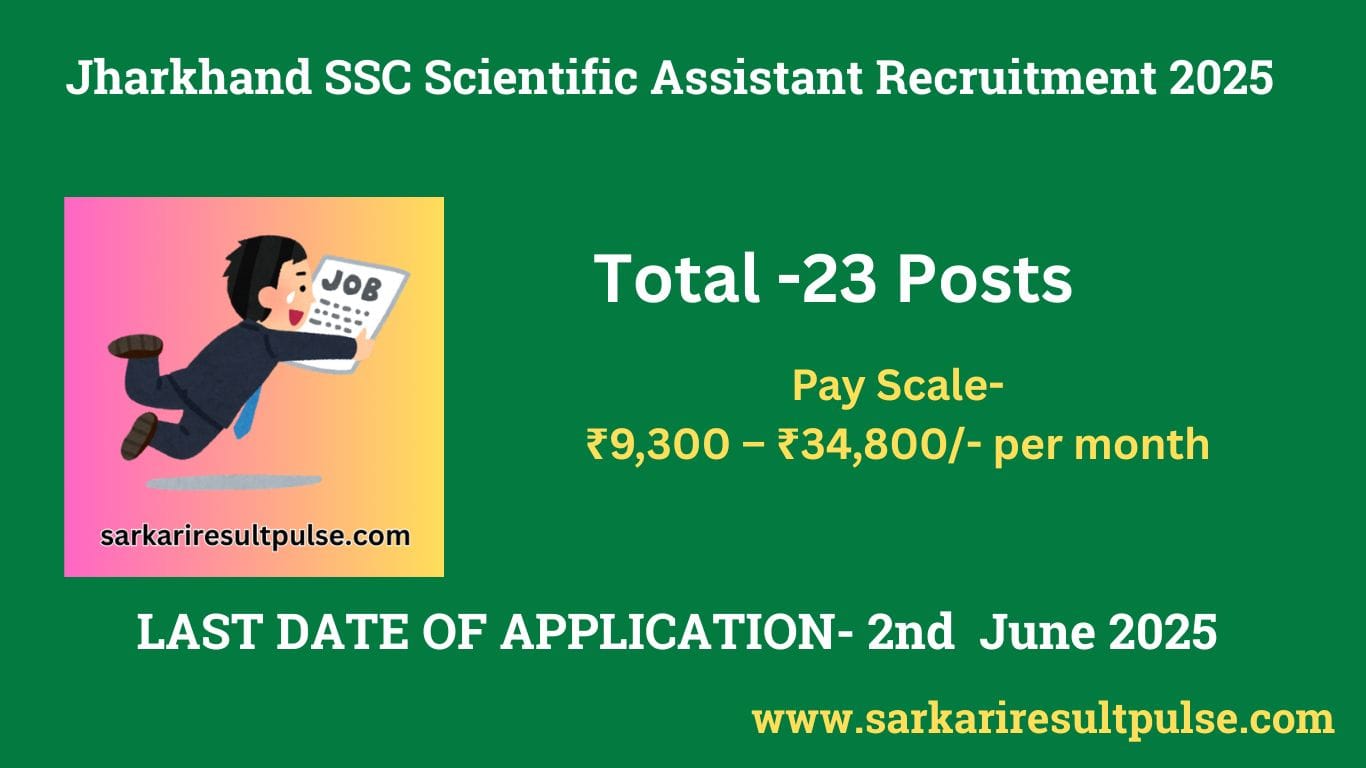 Jharkhand SSC Scientific Assistant Recruitment 2025