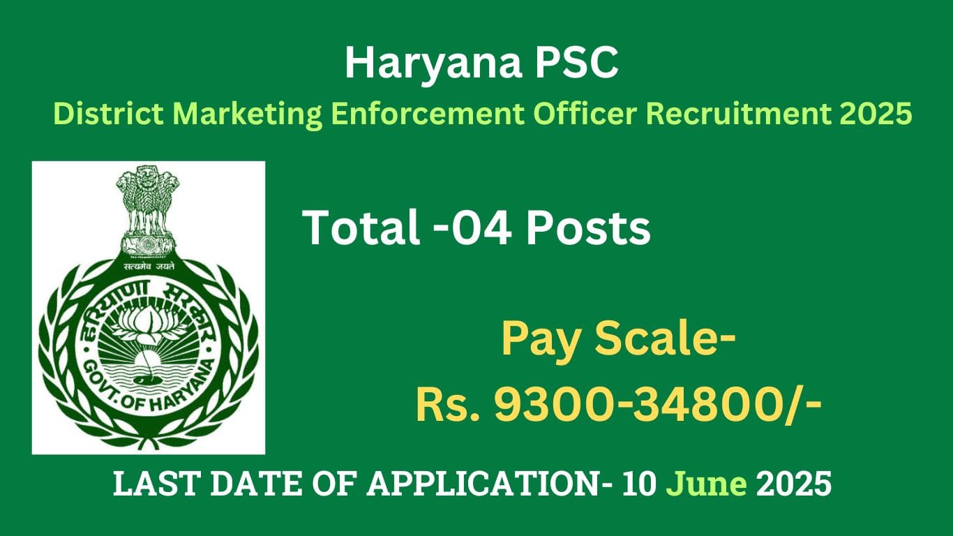 Haryana PSC District Marketing Enforcement Officer Recruitment 2025