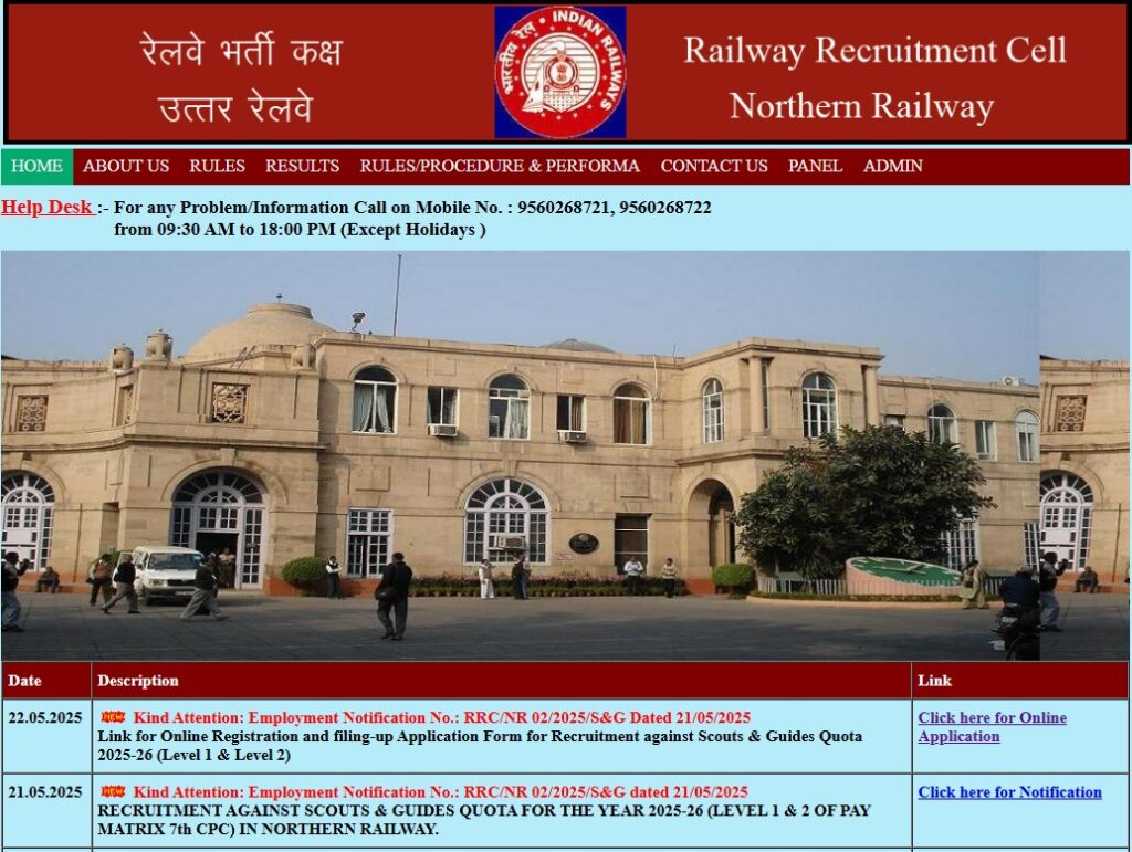 Northern Railway Recruitment 2025 Application